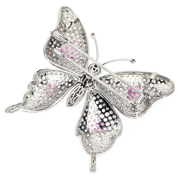 K18WG Pink Sapphire Diamond Brooch and Pendant 6.27ct D2.66ct Butterfly 