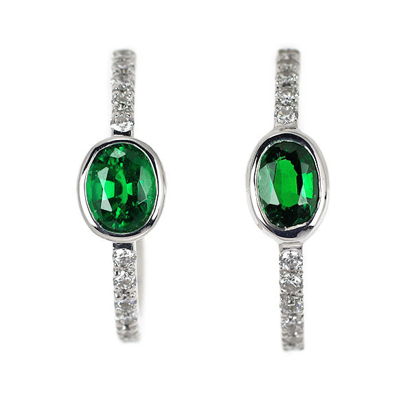 K18WG Green Garnet Diamond Earrings 1.02ct D0.40ct 