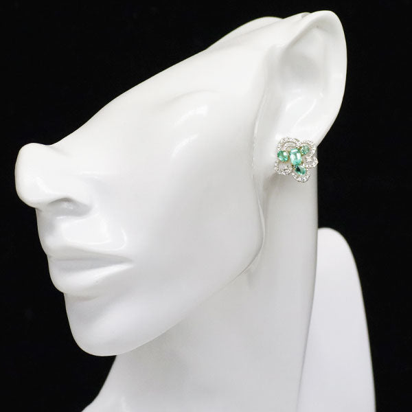 K18YG/WG Emerald Diamond Earrings 1.68ct D0.64ct 