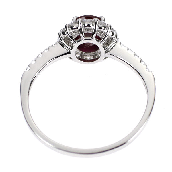 Pt900 Burmese unheated pigeon blood ruby ​​diamond ring 1.09ct D0.45ct 