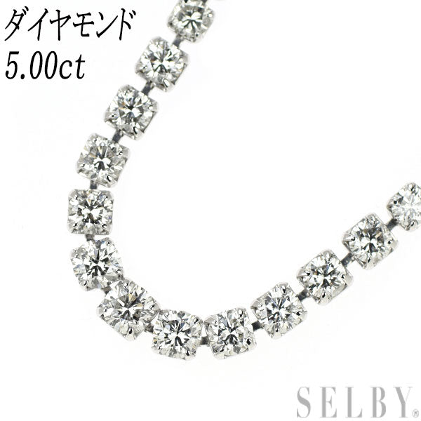 K18WG Diamond Tennis Necklace 5.00ct 