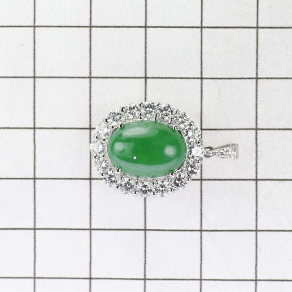 Pt900 Jade Diamond Pendant 6.36ct D1.64ct 