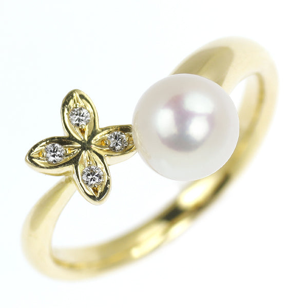 MIKIMOTO K18YG Akoya pearl diamond ring, diameter approx. 6.2mm 