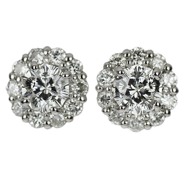 New Pt900/Pt950 Sakura Cut Diamond Earrings 0.439ct G VS1 D0.26ct 