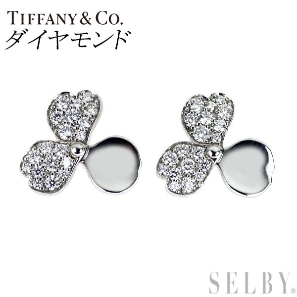 Tiffany Pt950 Diamond Earrings Paper Flower 