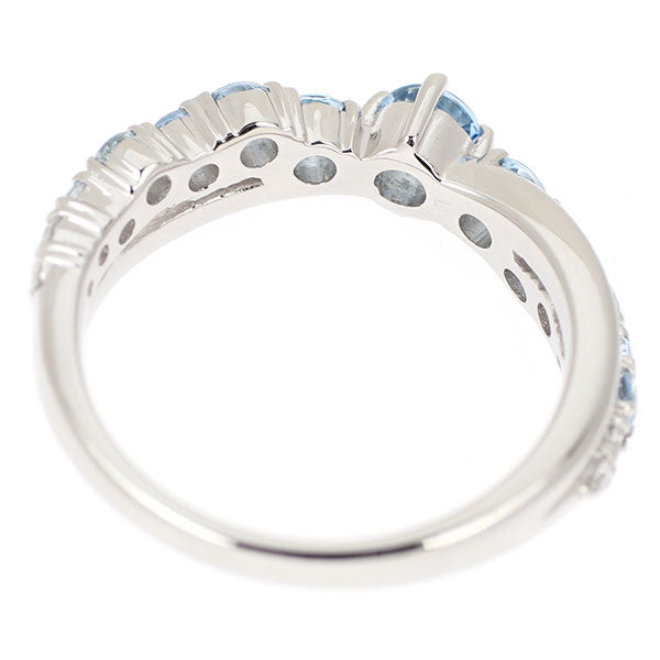 Pt900 Aquamarine Diamond Ring 0.57ct D0.05ct 