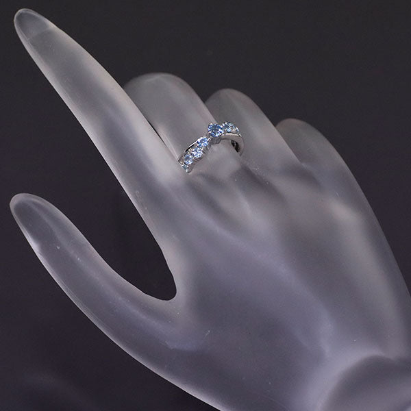 Pt900 Aquamarine Diamond Ring 0.57ct D0.05ct 