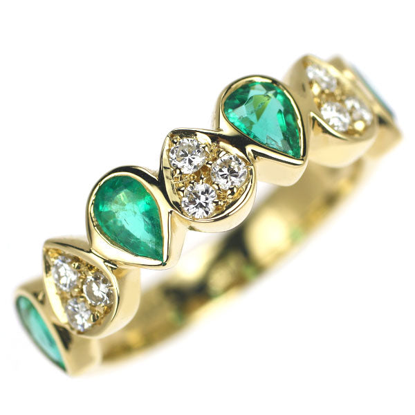 K18YG emerald diamond ring 