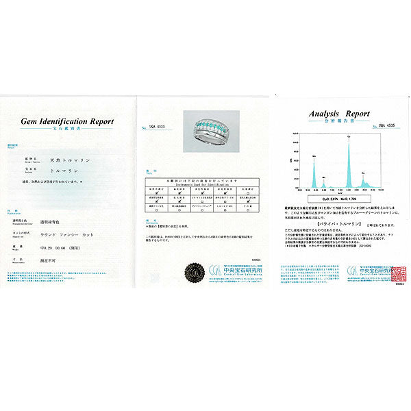 Pt900 Paraiba Tourmaline Diamond Ring 0.29ct D0.60ct 