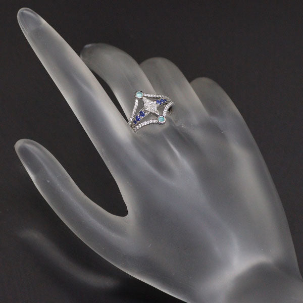 Star Jewelry Pt950 Diamond Sapphire Paraiba Tourmaline Ring 0.32ct 