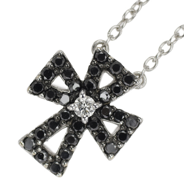 Ponte Vecchio K18WG Diamond Pendant Necklace 0.02ct BD0.21ct Cross 