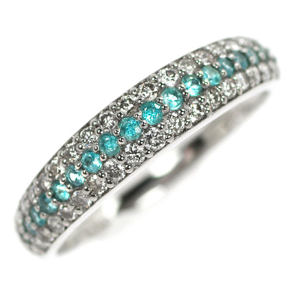 Pt900 Paraiba Tourmaline Diamond Ring 0.15ct D0.32ct 