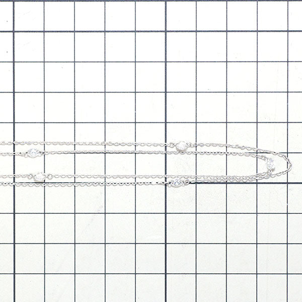 Pt850 Diamond Long Necklace 2.36ct 0.07ct 2-Row Station 41cm/ 86cm 