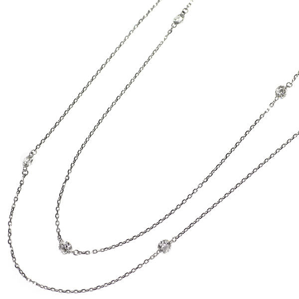 Pt850 Diamond Long Necklace 2.36ct 0.07ct 2-Row Station 41cm/ 86cm 