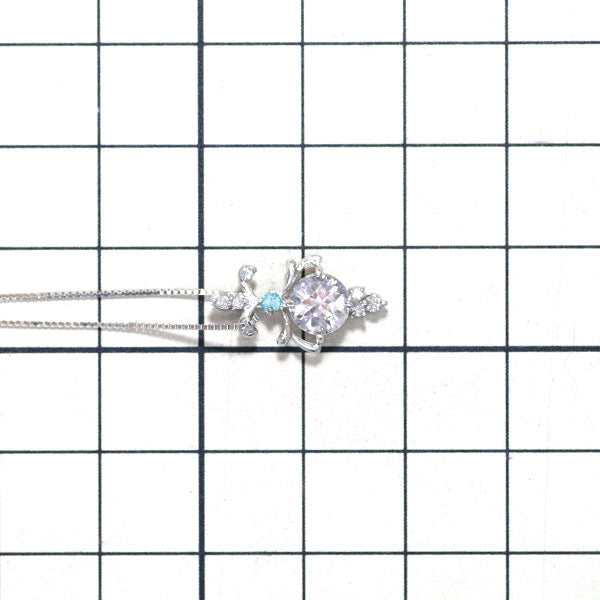 Pt サファイア パライバトルマリン ダイヤモンド ペンダントネックレス 0.92ct T0.026ct D0.10ct