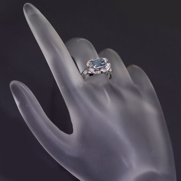 Pt900 Aquamarine Diamond Ring 1.06ct D0.10ct 
