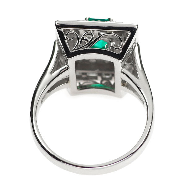 Pt900 Emerald Diamond Ring 0.57ct D1.16ct 