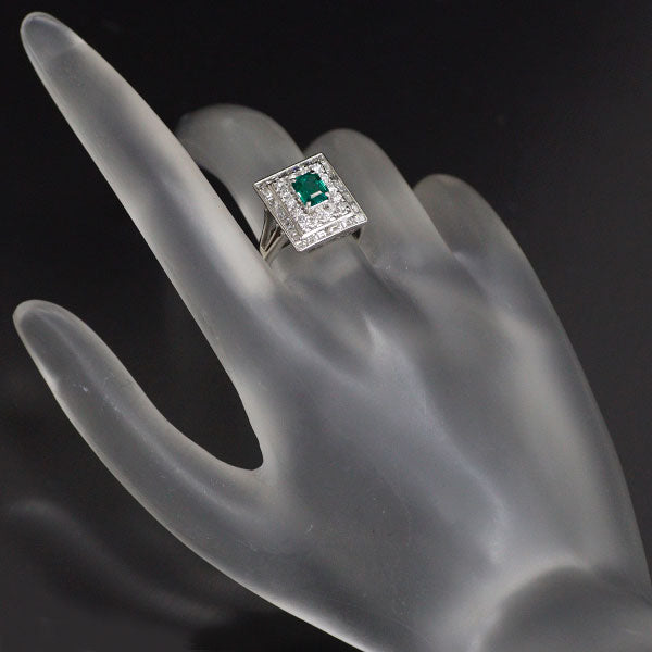 Pt900 Emerald Diamond Ring 0.57ct D1.16ct 