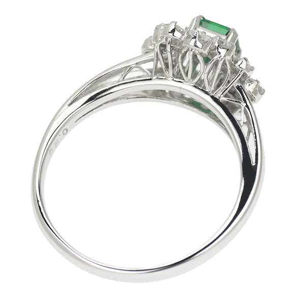 Pt900 Emerald Diamond Ring 0.20ct D0.27ct 