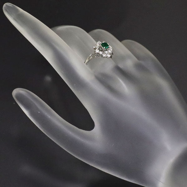 Pt900 Emerald Diamond Ring 0.20ct D0.27ct 