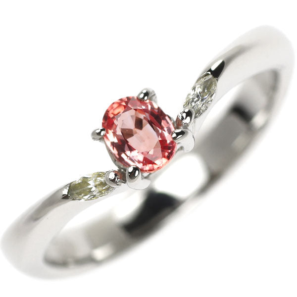 Pt900 Padparadscha Sapphire Diamond Ring 0.316ct D0.057ct 