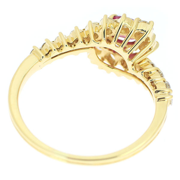 K18YG ruby ​​diamond ring 