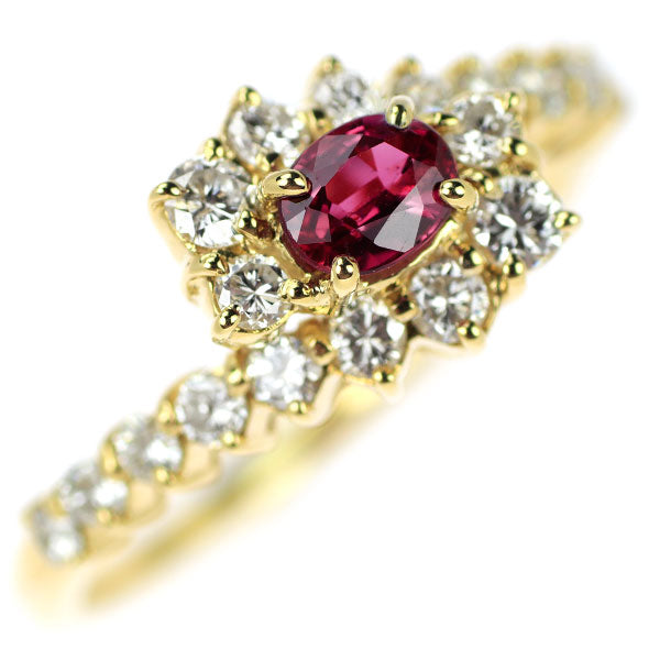 K18YG ruby ​​diamond ring 