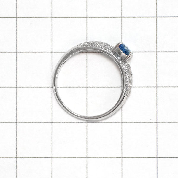 Pt900 Santa Maria Aquamarine Diamond Ring 0.84ct D0.68ct 