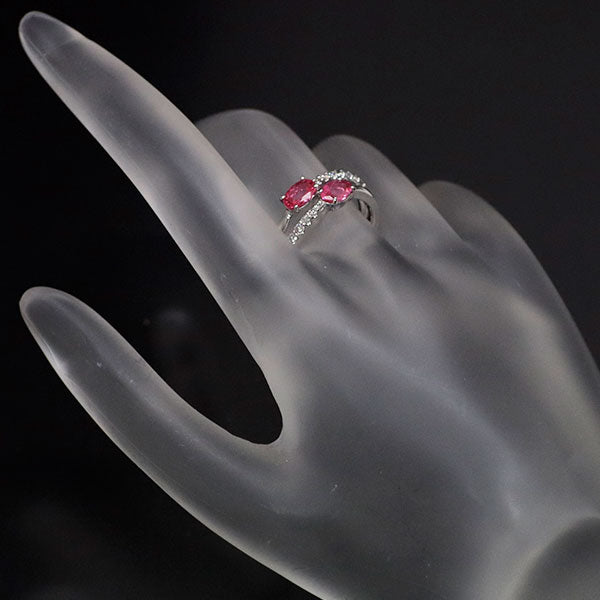 K18WG Pink Spinel Diamond Ring 0.84ct D0.20ct 