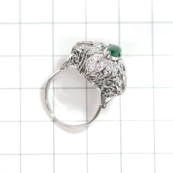 Pt750/ Pt850 Jade Diamond Ring D0.62ct 