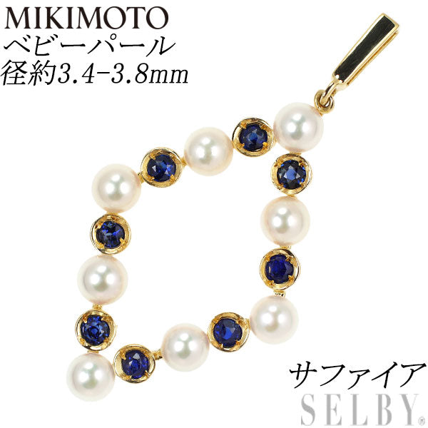 MIKIMOTO K18YG Baby Pearl Sapphire Pendant Top Diameter approx. 3.4-3.8mm 