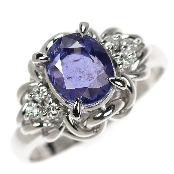 Pt900 Sapphire Diamond Ring 1.73ct D0.08ct 