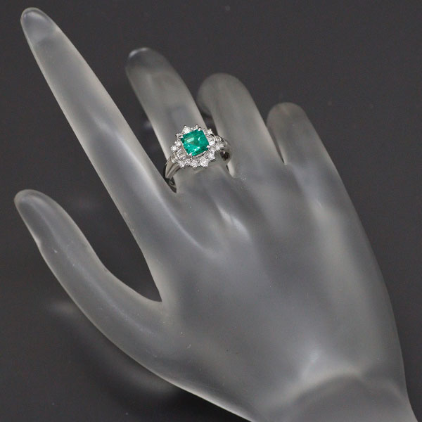 Pt900 Emerald Diamond Ring 0.93ct D0.40ct 