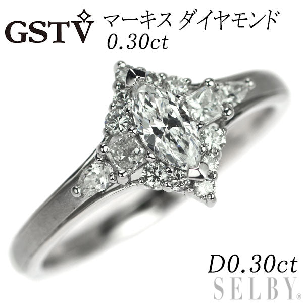 GSTV Pt950 マーキス ダイヤモンド ダイヤモンド リング 0.30ct D0.30ct