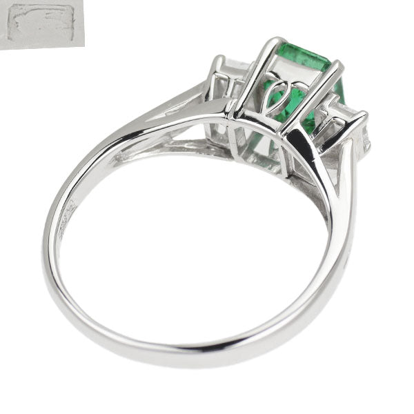 Seiko Pt900 Emerald Diamond Ring 