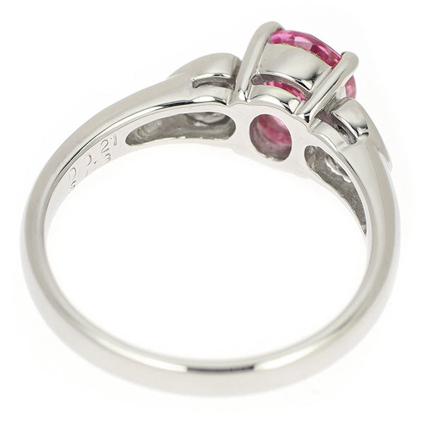 Pt900 Pink Sapphire Diamond Ring 1.30ct D0.21ct 