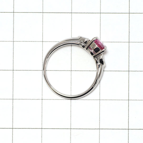 Pt900 Pink Sapphire Diamond Ring 1.30ct D0.21ct 