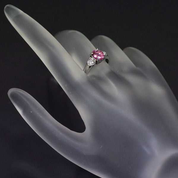 Pt900 Pink Sapphire Diamond Ring 1.30ct D0.21ct 