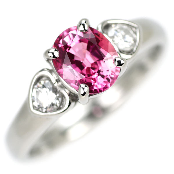 Pt900 Pink Sapphire Diamond Ring 1.30ct D0.21ct 