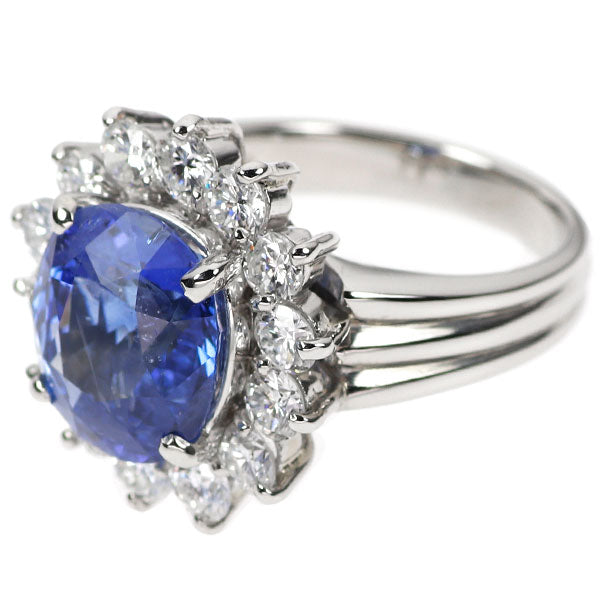 Pt900 Sapphire Diamond Ring 6.06ct D1.66ct 