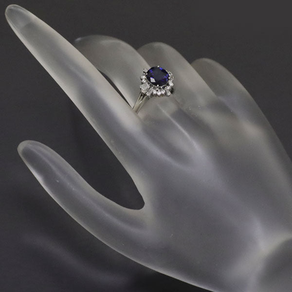 Pt900 Sapphire Diamond Ring 1.62ct D0.44ct 