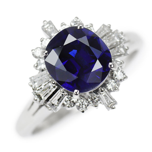 Pt900 Sapphire Diamond Ring 1.62ct D0.44ct 