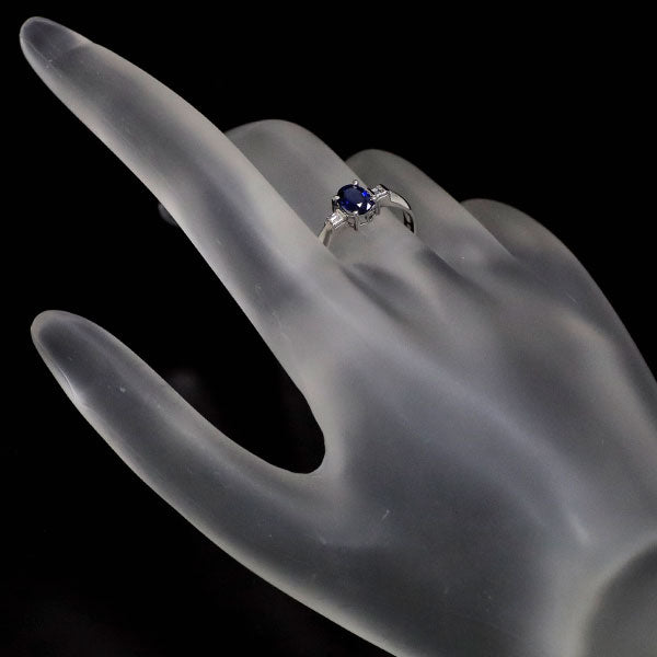 Pt900 Sapphire Diamond Ring 0.65ct D0.11ct 