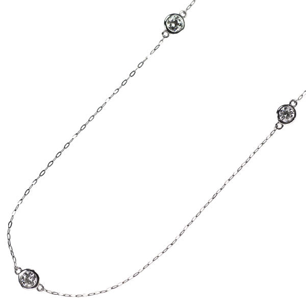 New Pt950/Pt850 Diamond Station Long Necklace 2.003ct EG SI2 G 