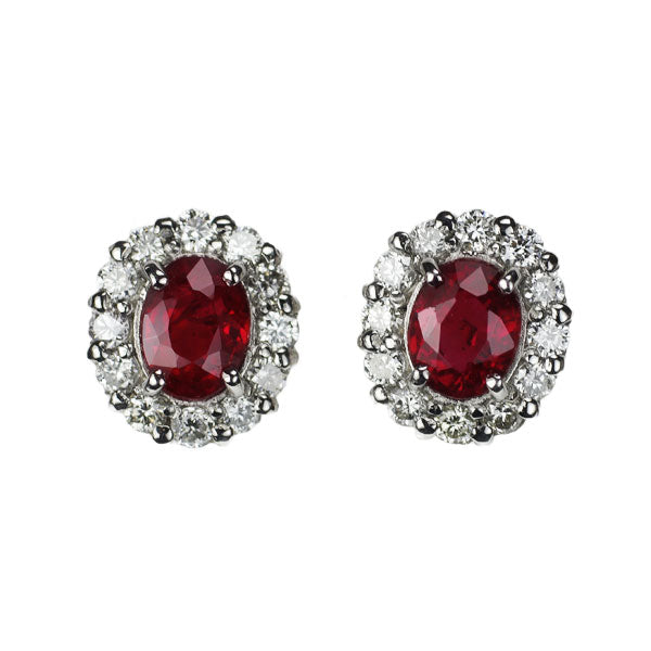 New Pt950/Pt900 Pigeon Blood Ruby Diamond Earrings 0.52ct D0.18ct 