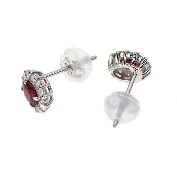 New Pt950/Pt900 Pigeon Blood Ruby Diamond Earrings 0.52ct D0.18ct 