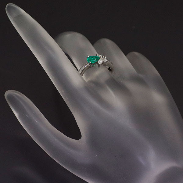 Pt900 Emerald Diamond Ring 0.48ct D0.38ct 