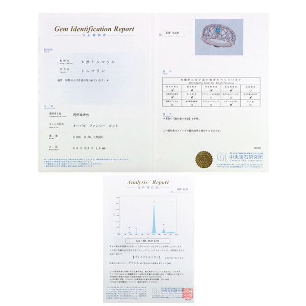 Pt950 ブラジル産 パライバトルマリン ダイヤモンド リング 0.086ct D0.56ct