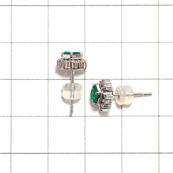 Pt900 Emerald Diamond Earrings 0.49ct D0.24ct 