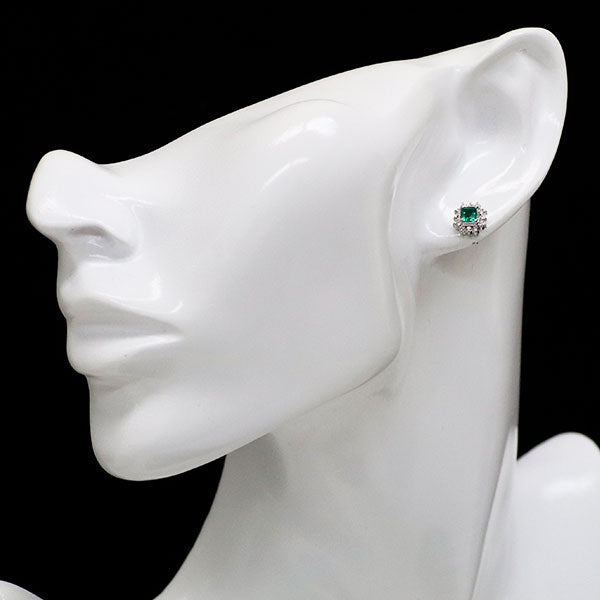 Pt900 Emerald Diamond Earrings 0.49ct D0.24ct 